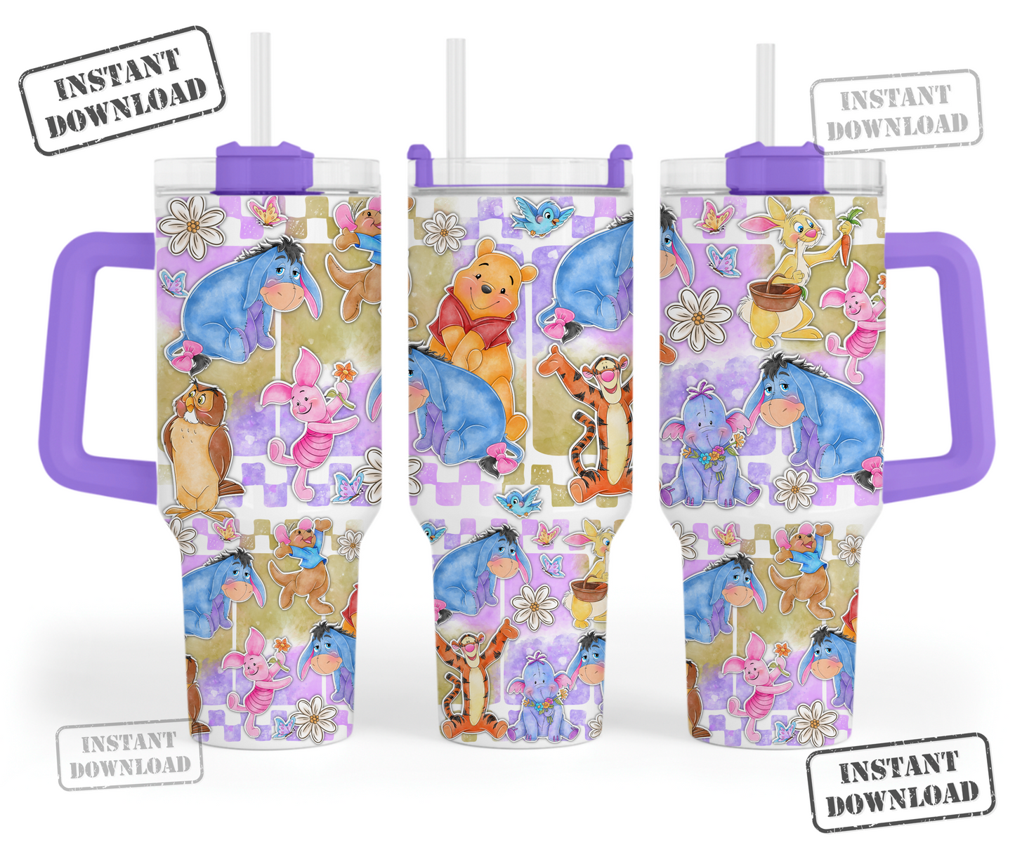 Digital Download ONLY!! - 40oz wrap- Purple and pink colorful bears