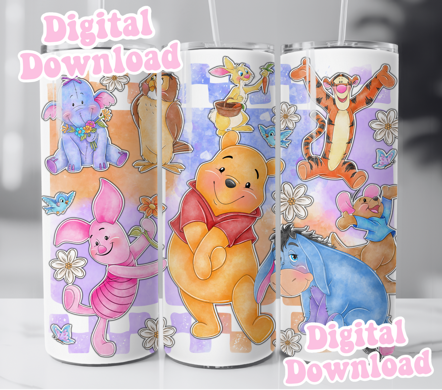 Digital Download ONLY!! - 20oz wrap- Purple and pink colorful bears