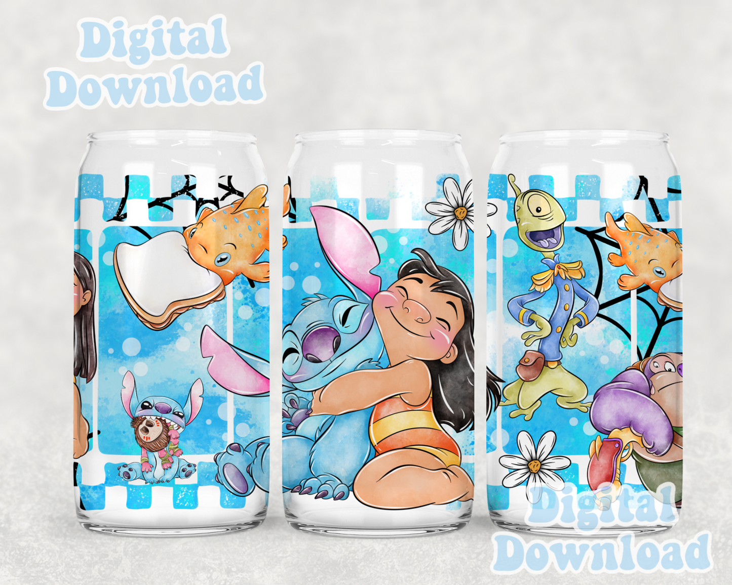 Digital Download ONLY!! 16oz wrap - Blue Aliens 2