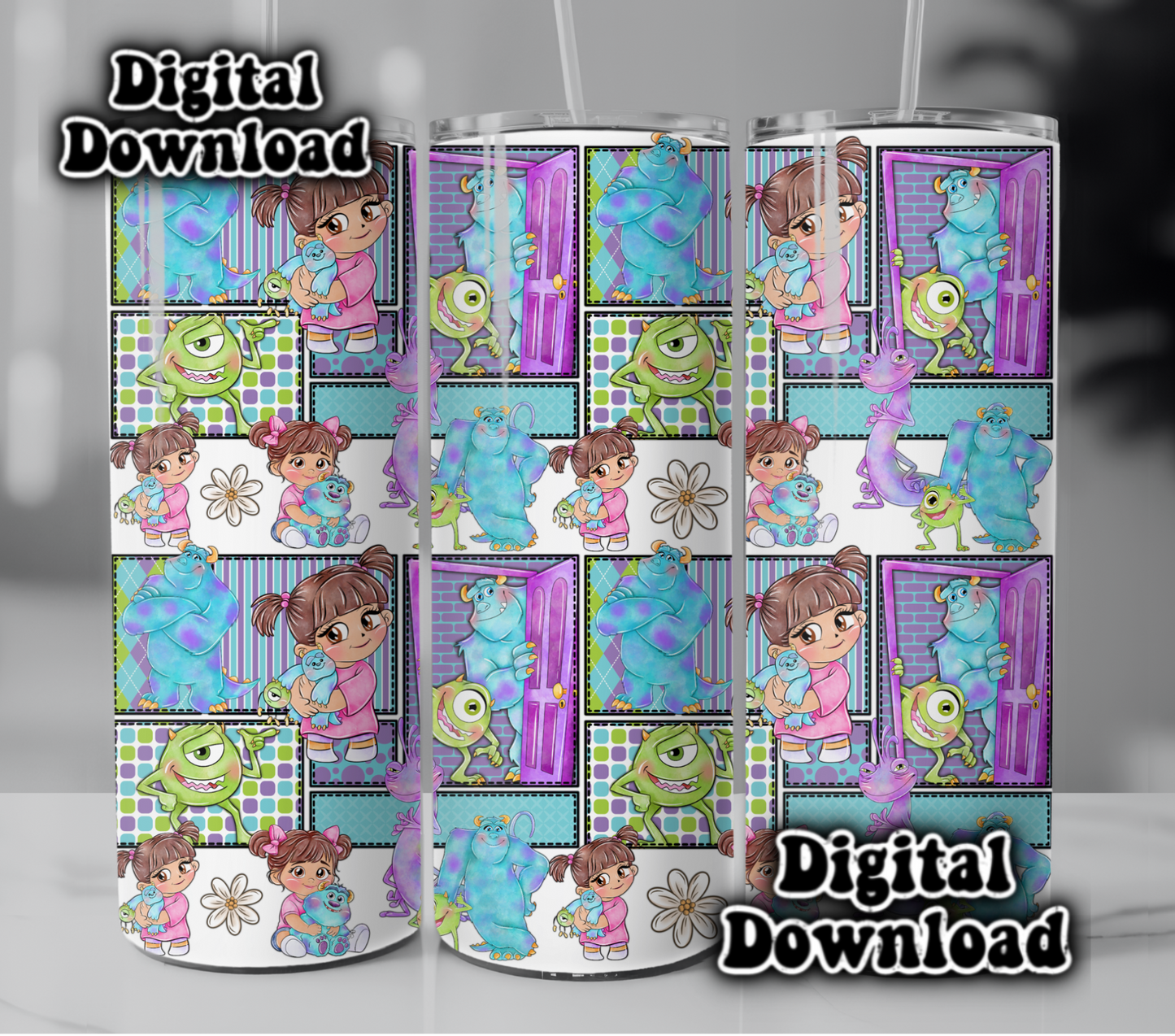 Digital Download ONLY!! - 20oz wrap- Patchwork Monsters