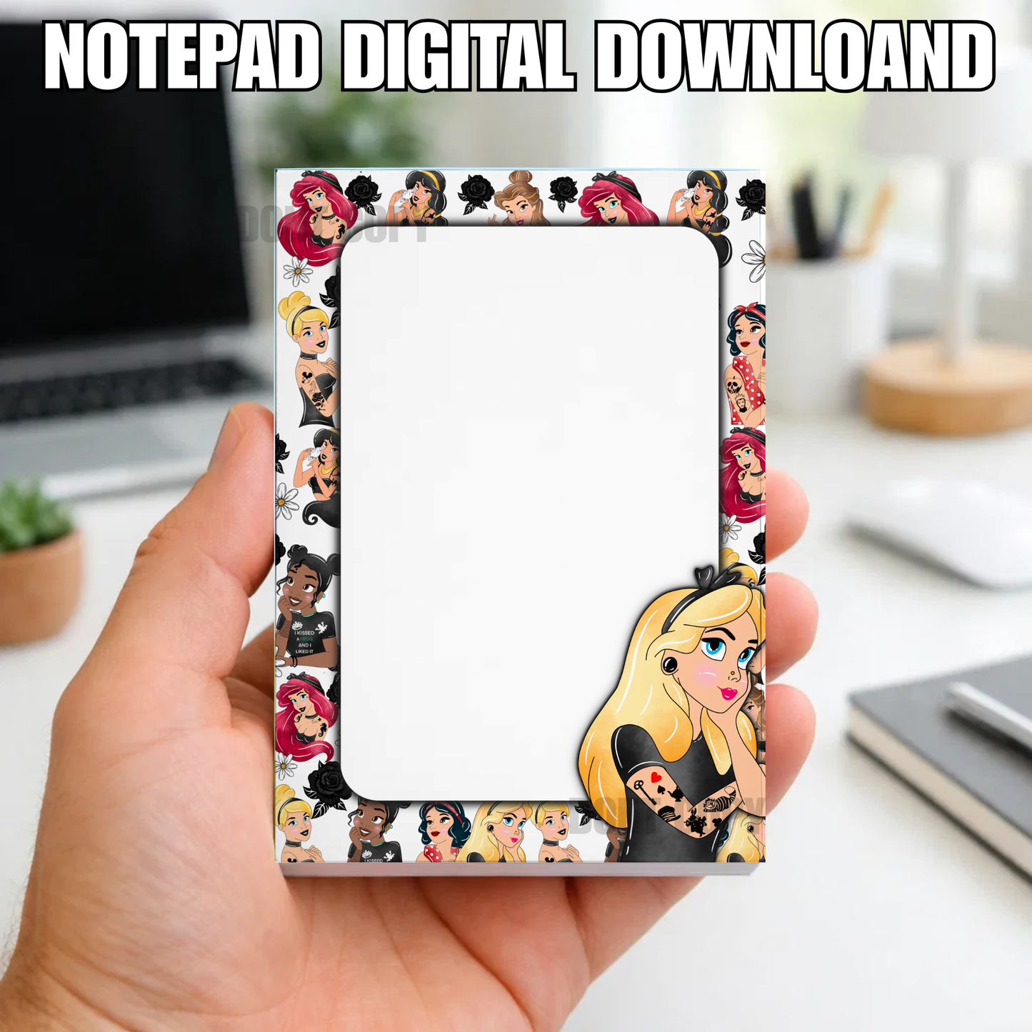Digital Download ONLY!! Notepad printable- Tattooed princess 2