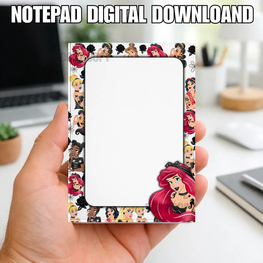 Digital Download ONLY!! Notepad printable- Tattooed princess 5