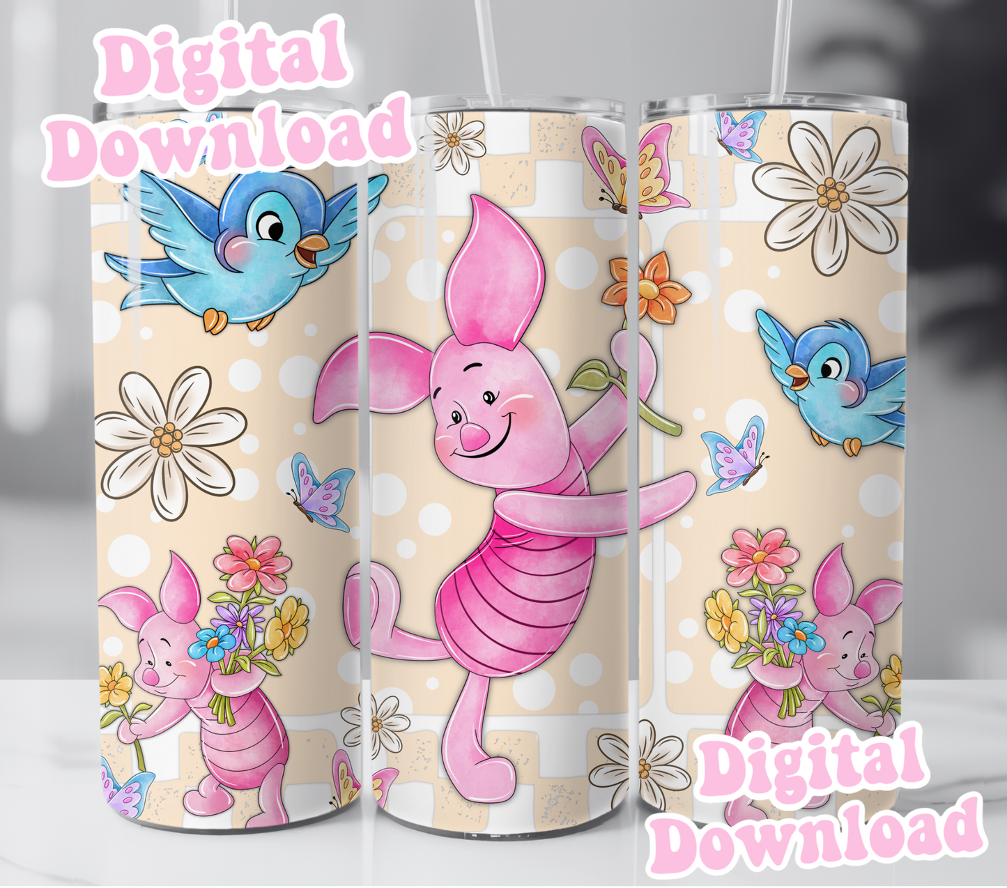 Digital Download ONLY!! - 20oz wrap- Pink Pig