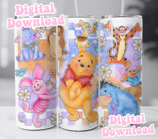 Digital Download ONLY!! - 20oz wrap- Purple and pink colorful bears