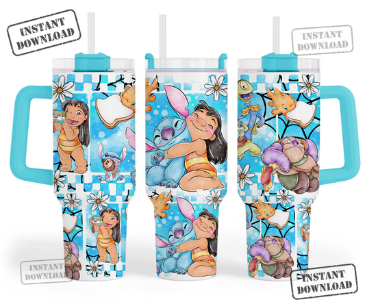 Digital Download ONLY!! - 40oz wrap- Blue Aliens 2