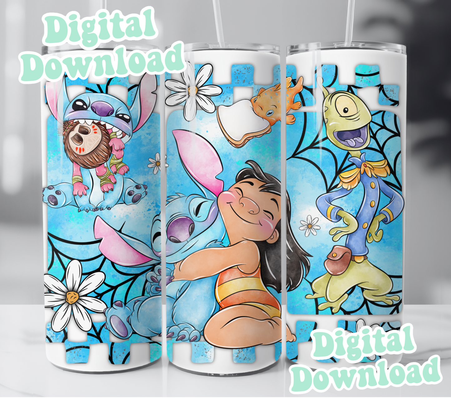 Digital Download ONLY!! - 20oz wrap- Blue Aliens 2