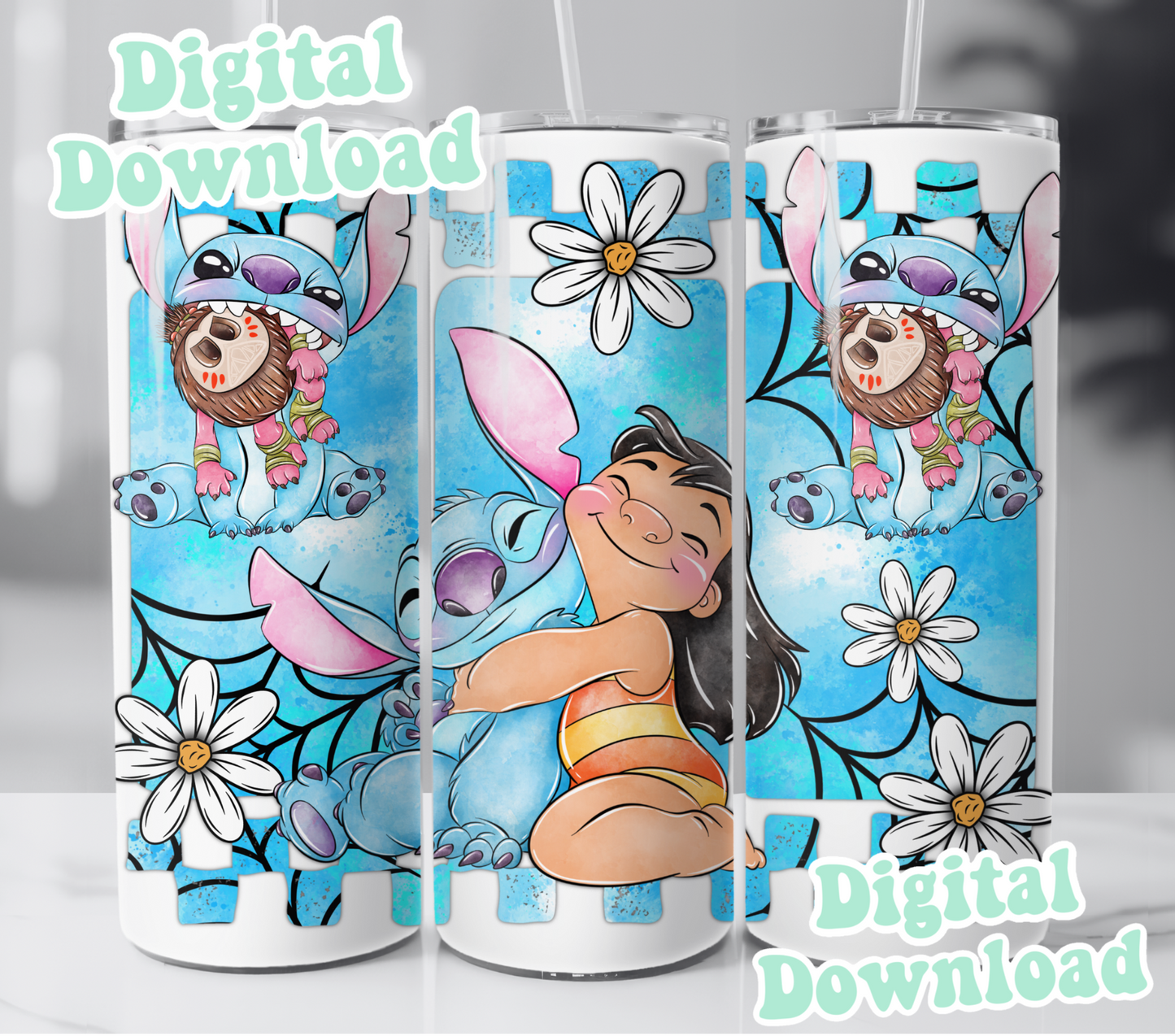Digital Download ONLY!! - 20oz wrap- Blue Aliens