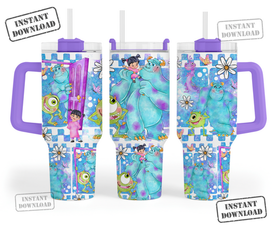 Digital Download ONLY!! - 40oz wrap- Blue Monsters