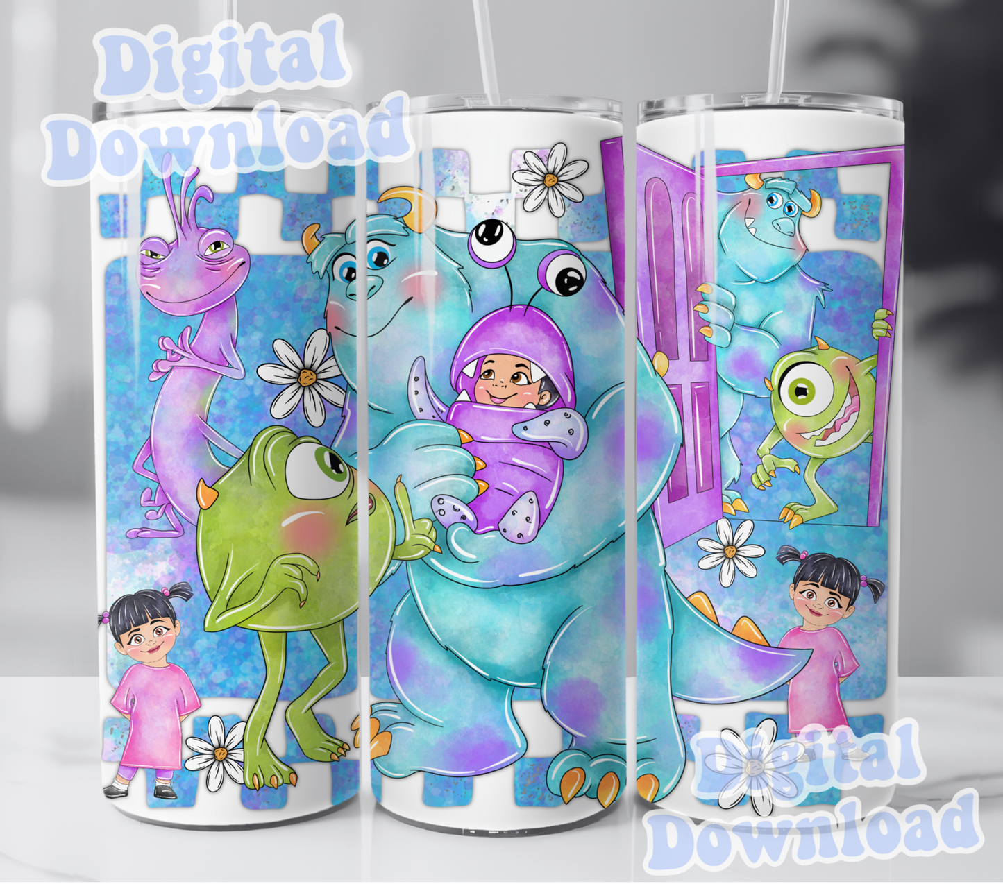 Digital Download ONLY!! - 20oz wrap- Blue Monsters