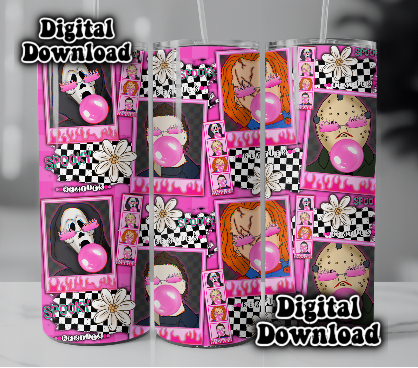 Digital Download ONLY!! - 20oz wrap- Pink Halloween friends