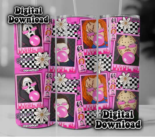 Digital Download ONLY!! - 20oz wrap- Pink Halloween friends