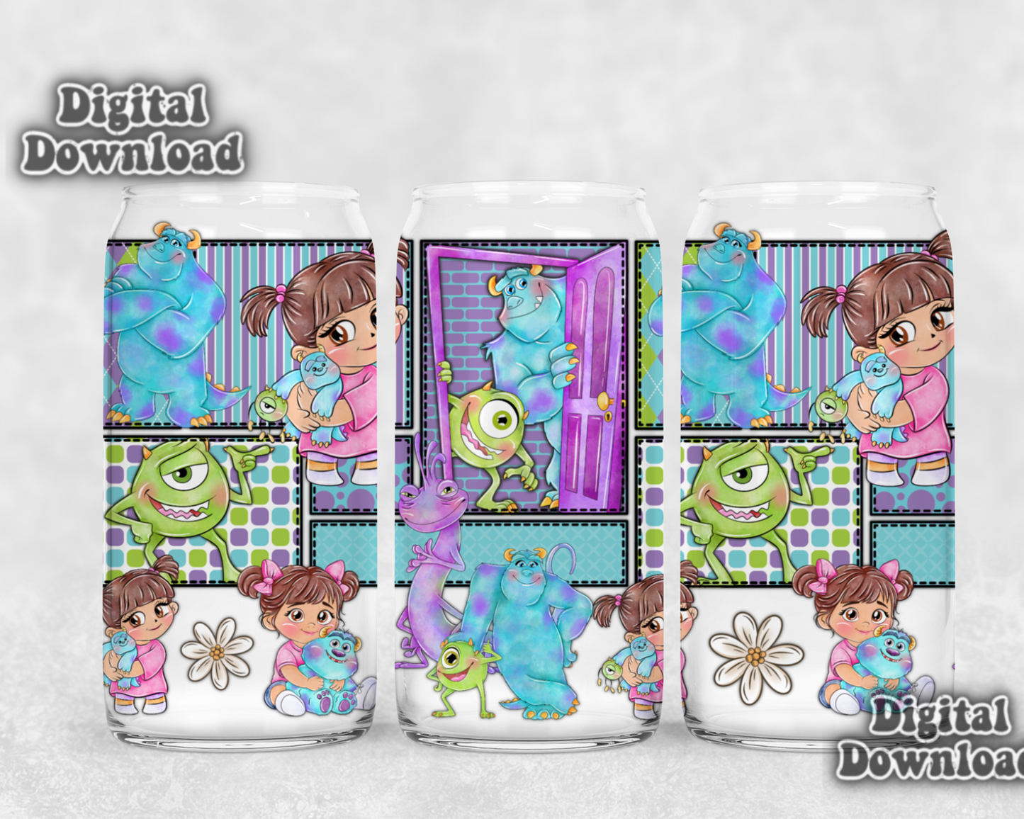Digital Download ONLY!! 16oz wrap - Patchwork Monsters